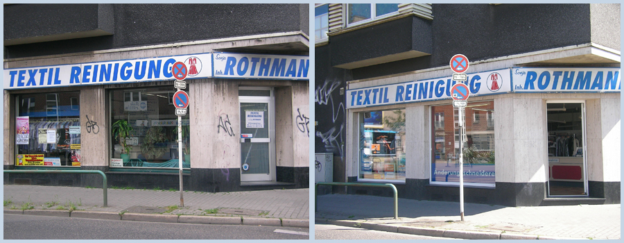 Bild: Graffitientfernung an Fassaden aus Naturstein vorher/nachher